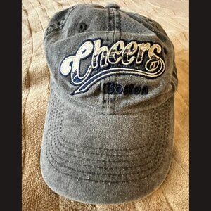 ​Cheers Boston Denim Baseball Cap – Vintage Script Logo, Adjustable Strap